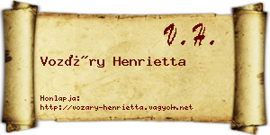Vozáry Henrietta névjegykártya