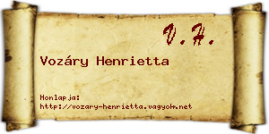 Vozáry Henrietta névjegykártya